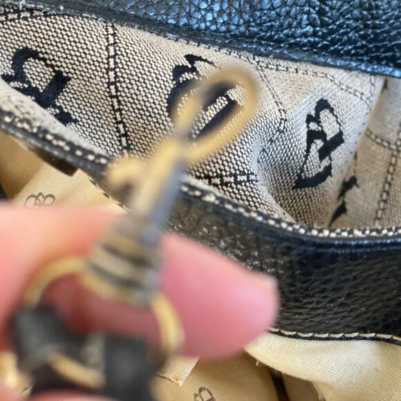 Dooney & Bourke Tan Signature Canvas Brown Leather Trim Bucket/Shoulder Bag - Picture 8 of 16